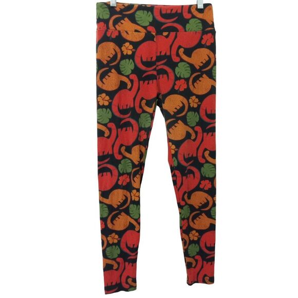 LuLaRoe Women's One Size Fall Color Dinosaur Print Mid Rise Leggings - Picture 1 of 7